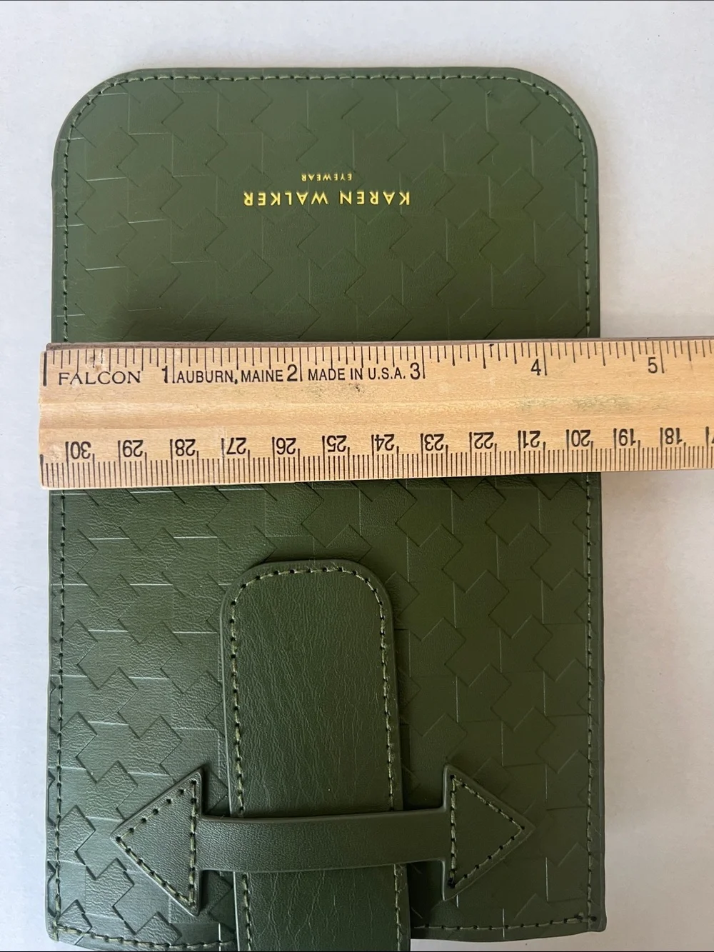 Karen Walker Olive Green Weaved Leather Look Eye Glasses Pouch
